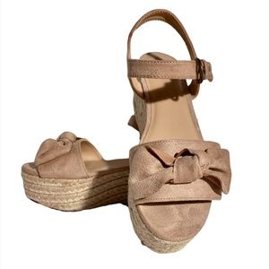 Suede Camel Espadrilles with bow